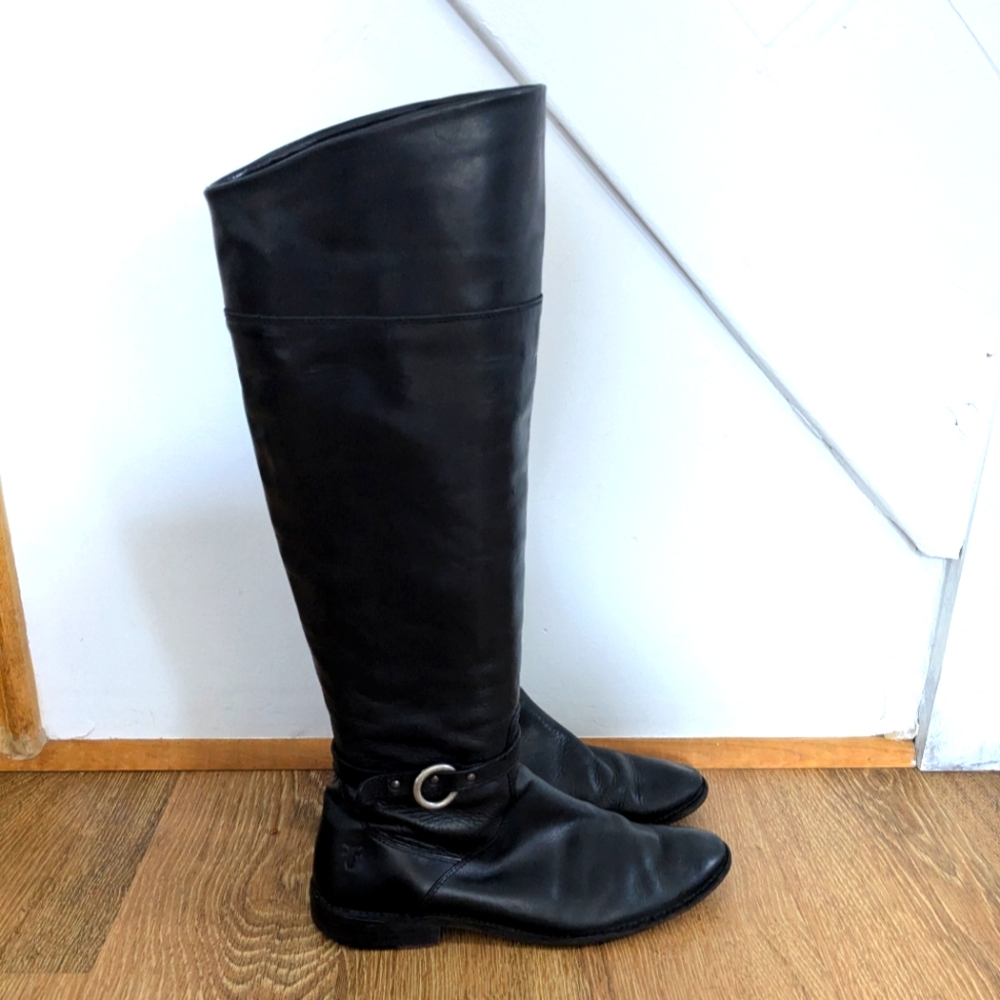 Frye Shirley OTK True Vintage Riding Boots in Black Size 8.5